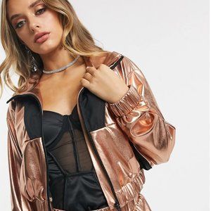 rose gold varsity jacket